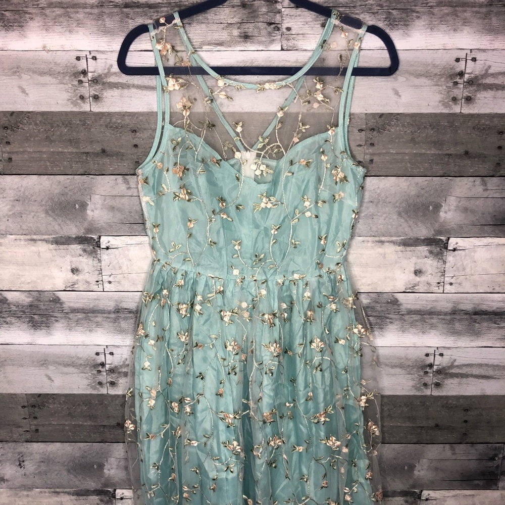 1950 inspired floral embroidery lace dress